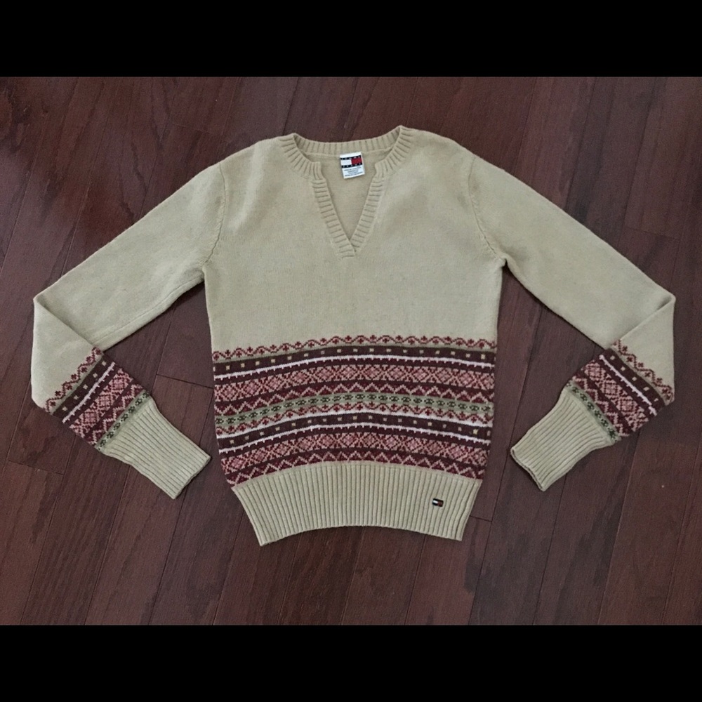 Tommy Jeans cotton/wool patterned sweater Vintage - Small